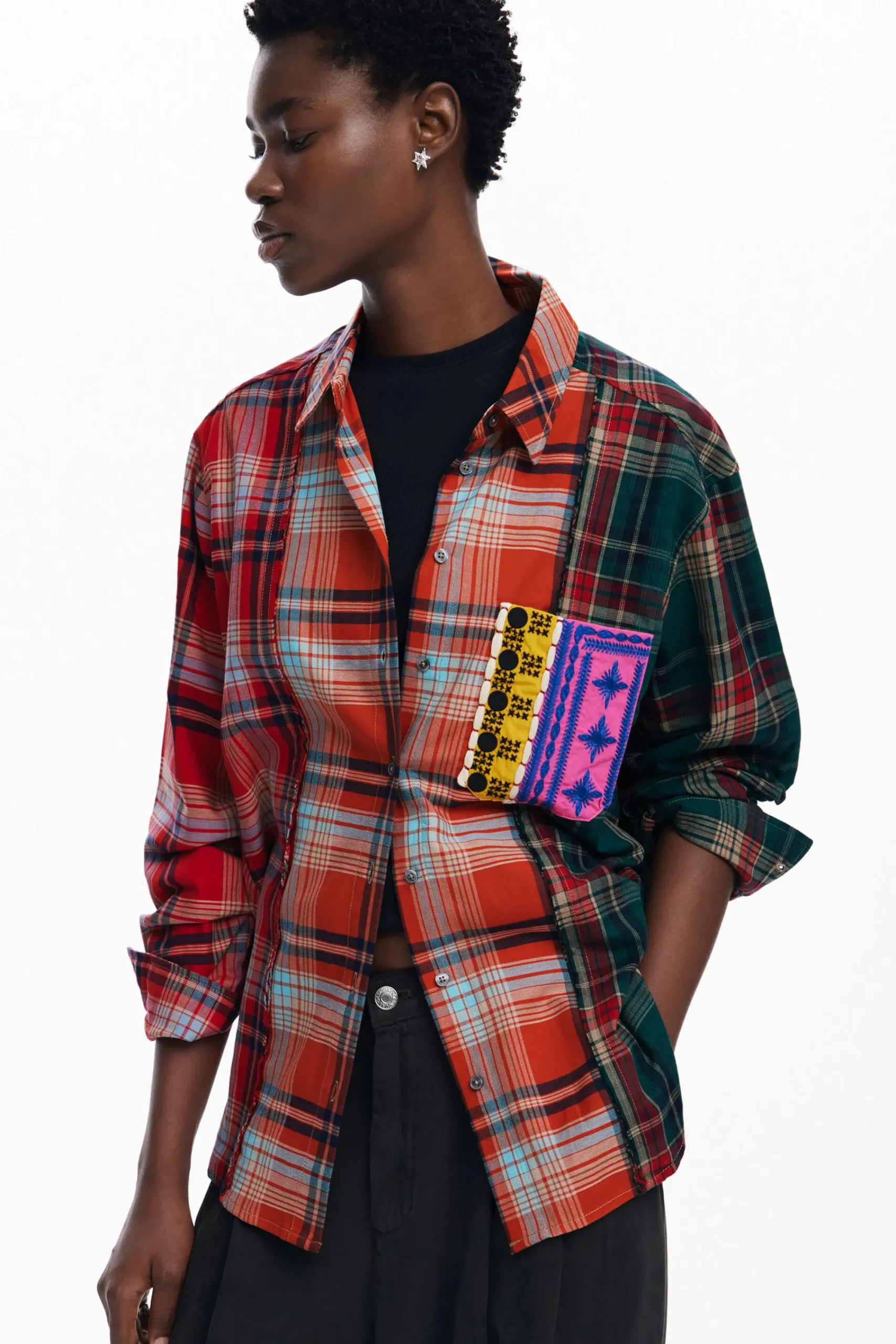 Camisas E Blusas<Desigual Camisa xadrez com patch