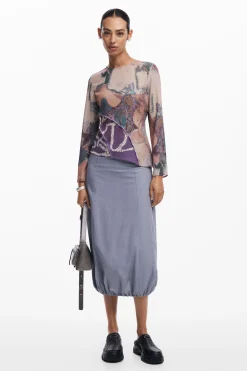 Camisas E Blusas<Desigual Camiseta assimétrica estampada