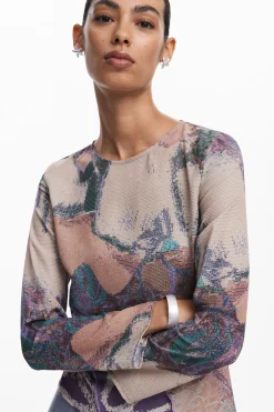 Camisas E Blusas<Desigual Camiseta assimétrica estampada