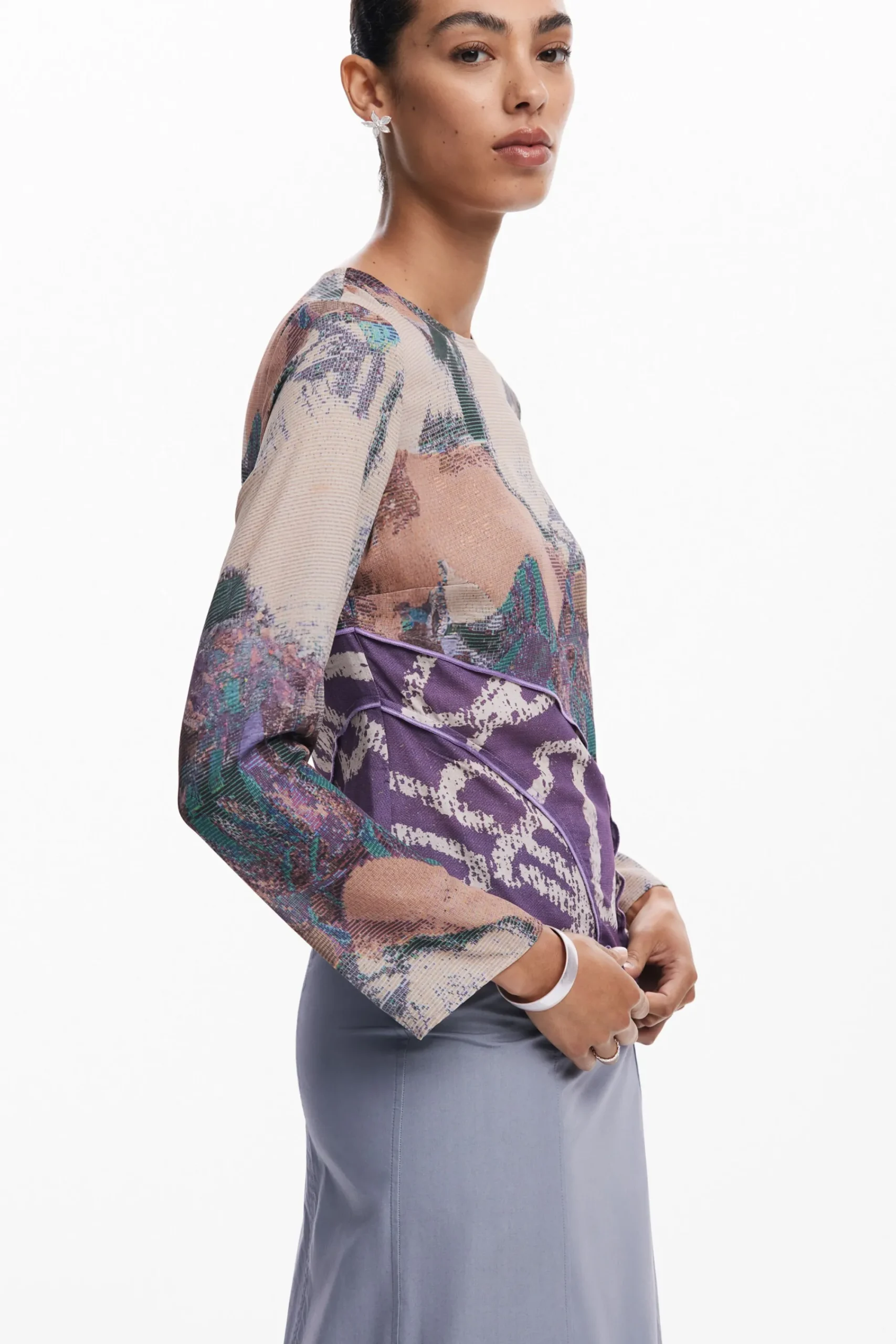 Camisas E Blusas<Desigual Camiseta assimétrica estampada
