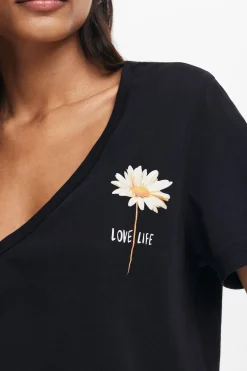 Camisas E Blusas|T-shirts<Desigual Camiseta com decote em V e estampa de flor