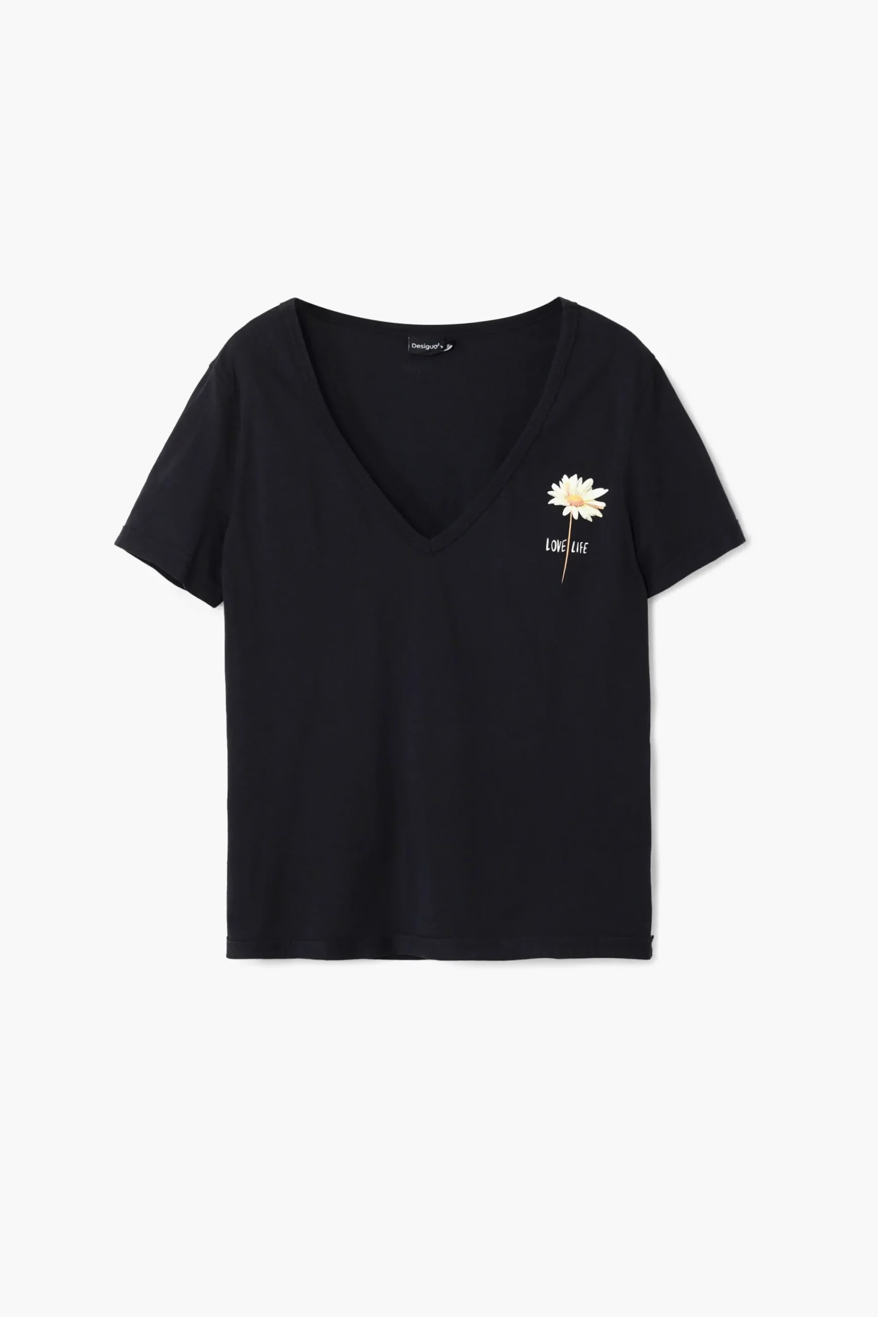 Camisas E Blusas|T-shirts<Desigual Camiseta com decote em V e estampa de flor