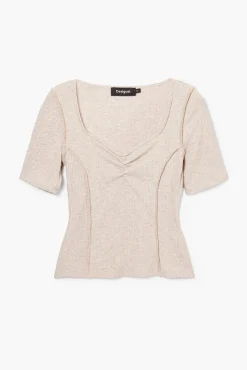 Camisas E Blusas|T-shirts<Desigual Camiseta com decote franzido
