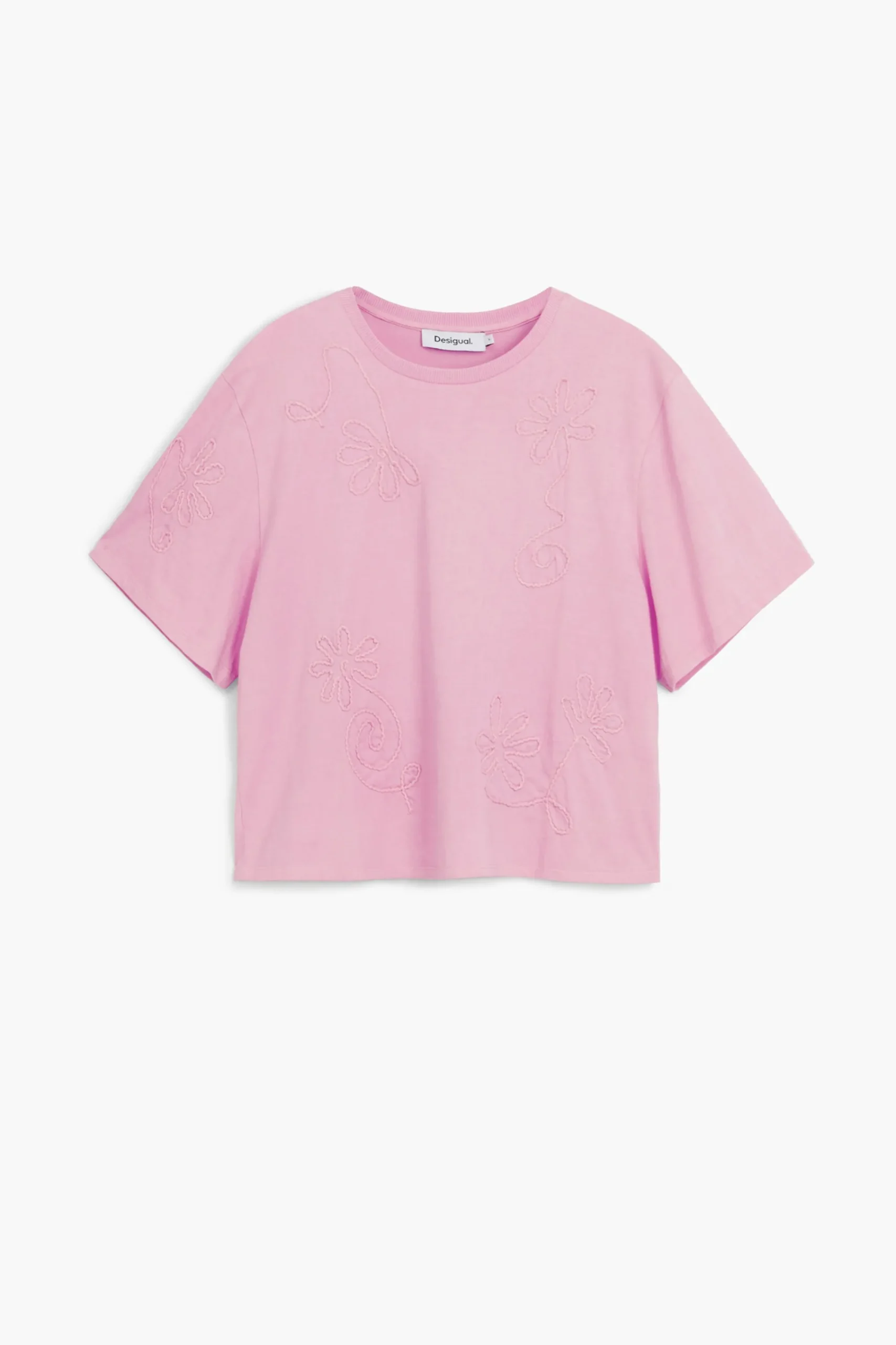 Camisas E Blusas|T-shirts<Desigual Camiseta com flores bordadas