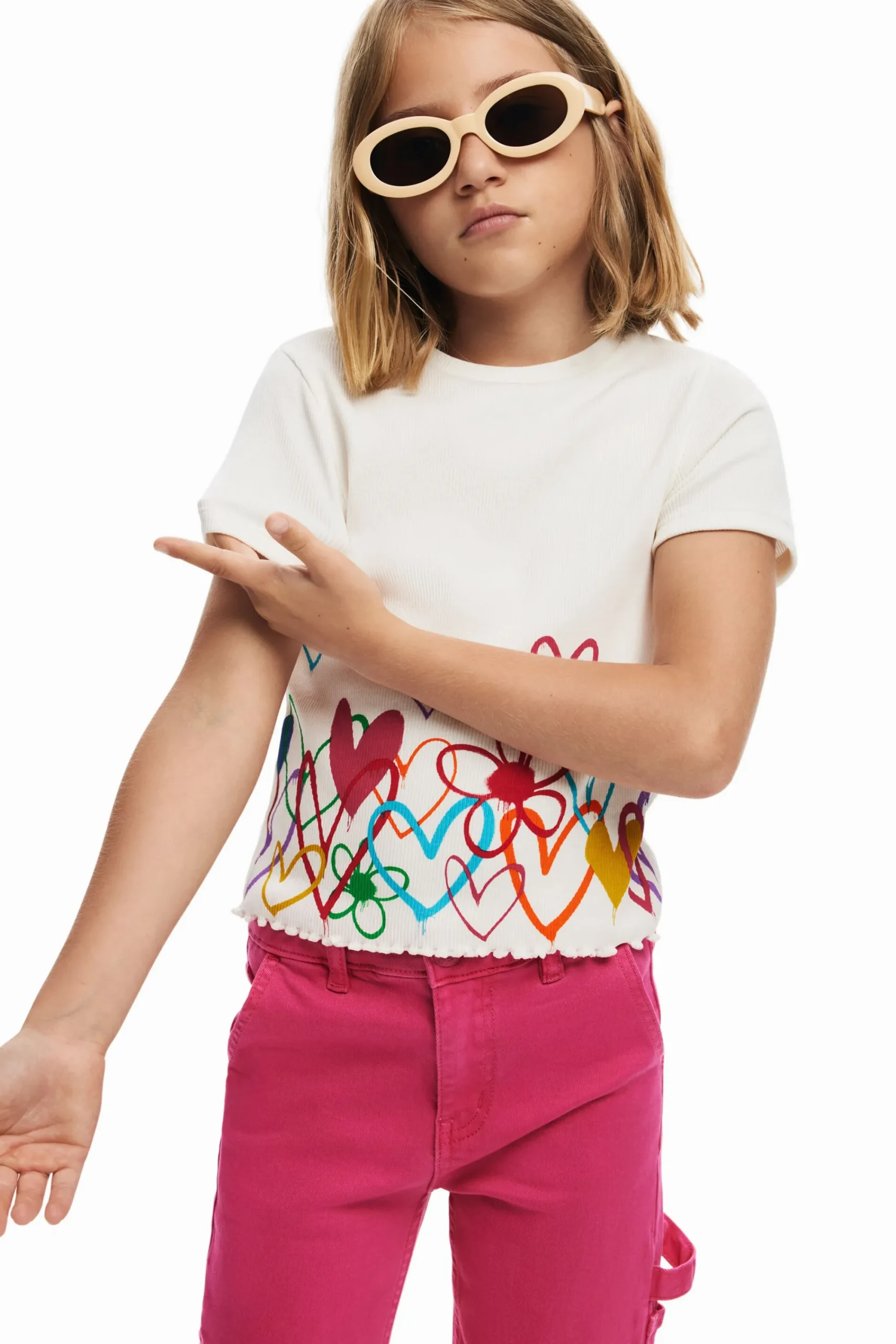 T-shirts E Camisas<Desigual Camiseta com ilustrações de corações