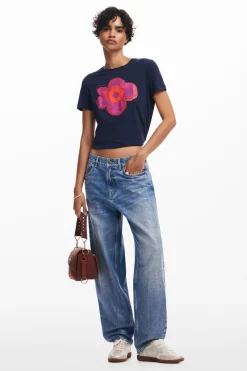 Camisas E Blusas|T-shirts<Desigual Camiseta com ilustração de flor