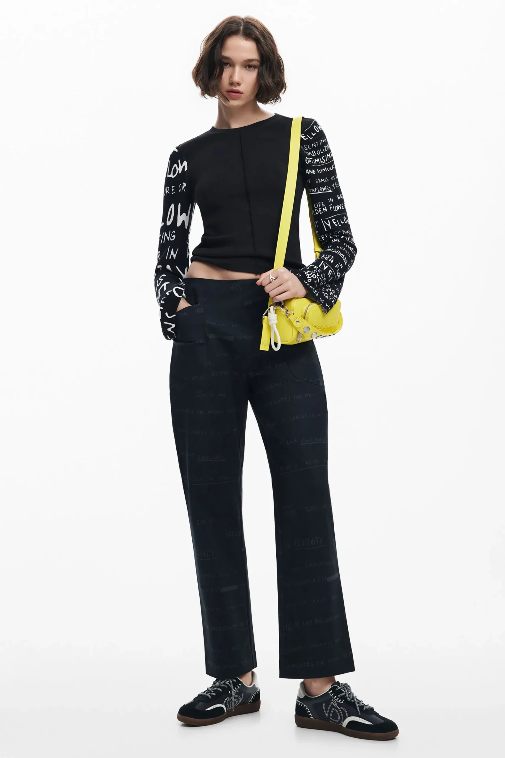 Camisas E Blusas|T-shirts<Desigual Camiseta com mangas estampadas