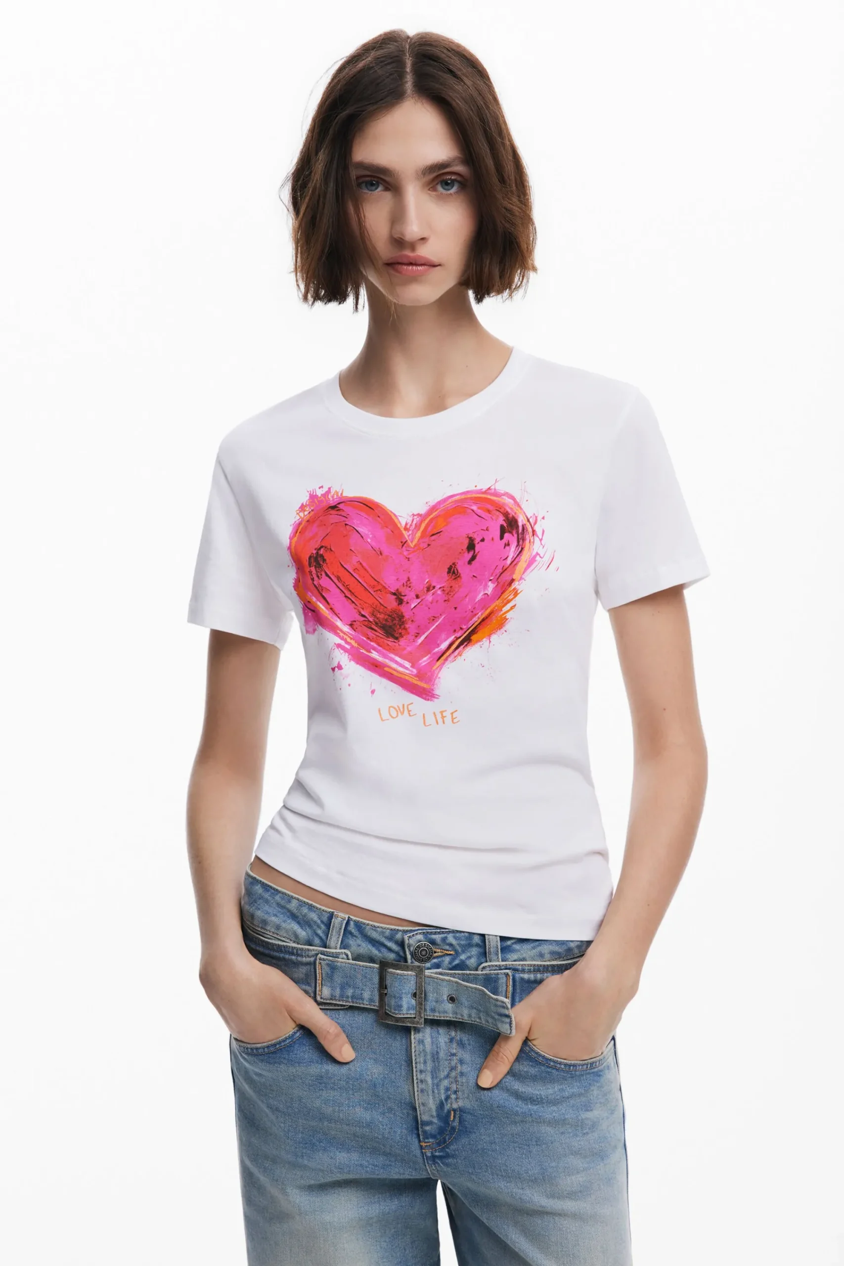 Camisas E Blusas|T-shirts<Desigual Camiseta coração