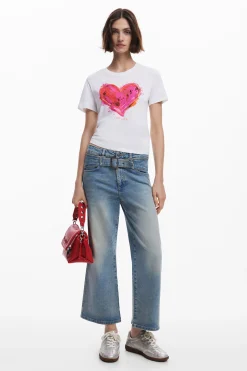 Camisas E Blusas|T-shirts<Desigual Camiseta coração