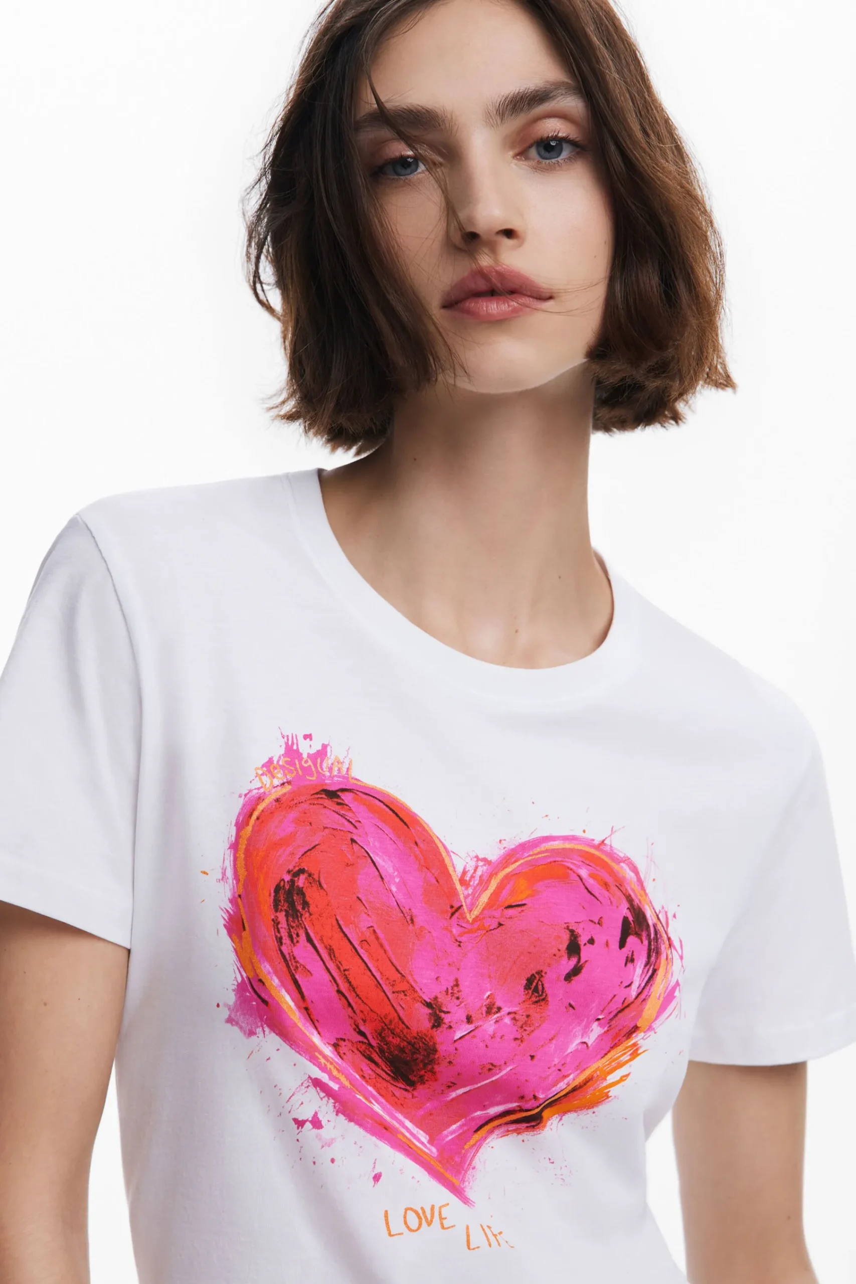 Camisas E Blusas|T-shirts<Desigual Camiseta coração