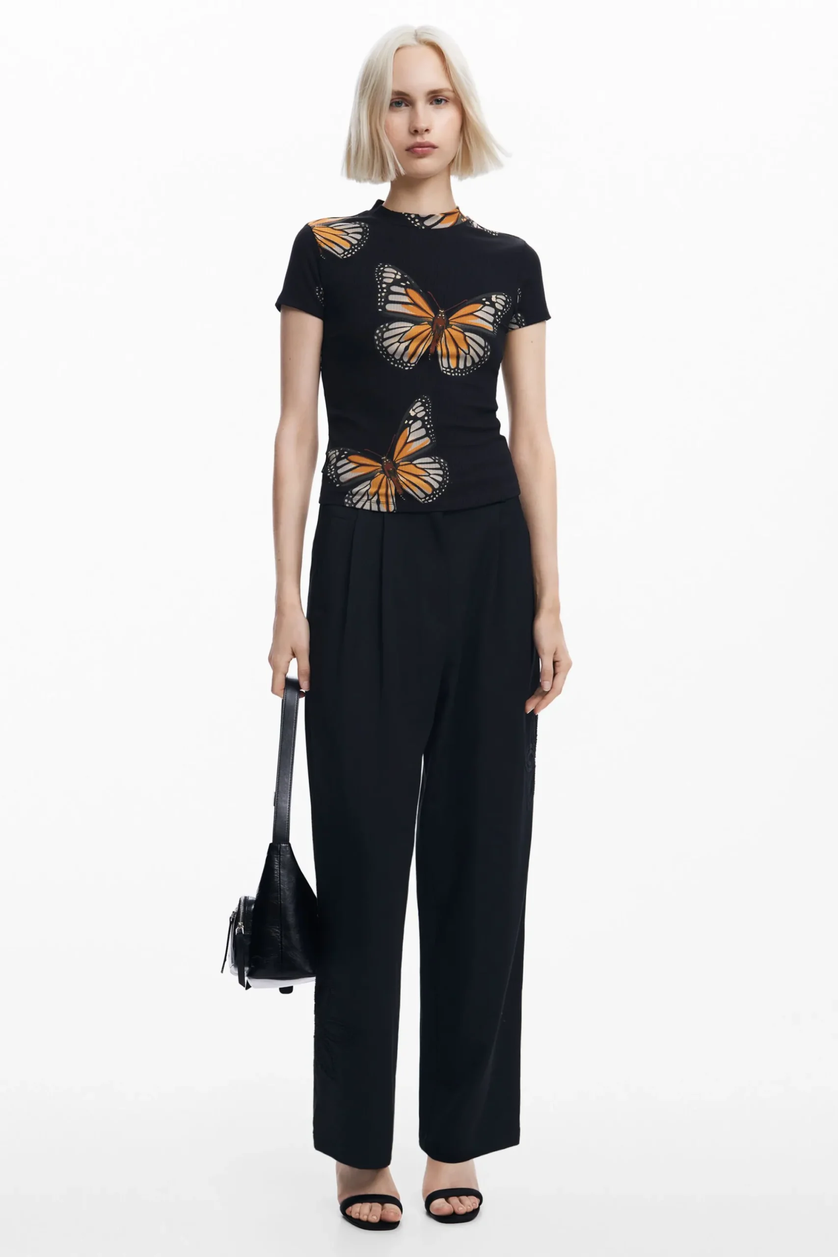 Roupa De Malha|Camisas E Blusas<Desigual Camiseta de manga curta com borboletas