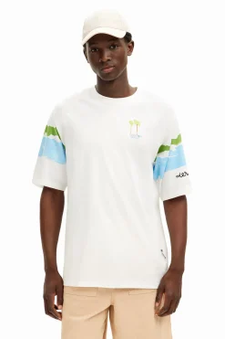 T-shirts<Desigual Camiseta de palmeiras em aquarela