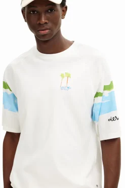 T-shirts<Desigual Camiseta de palmeiras em aquarela