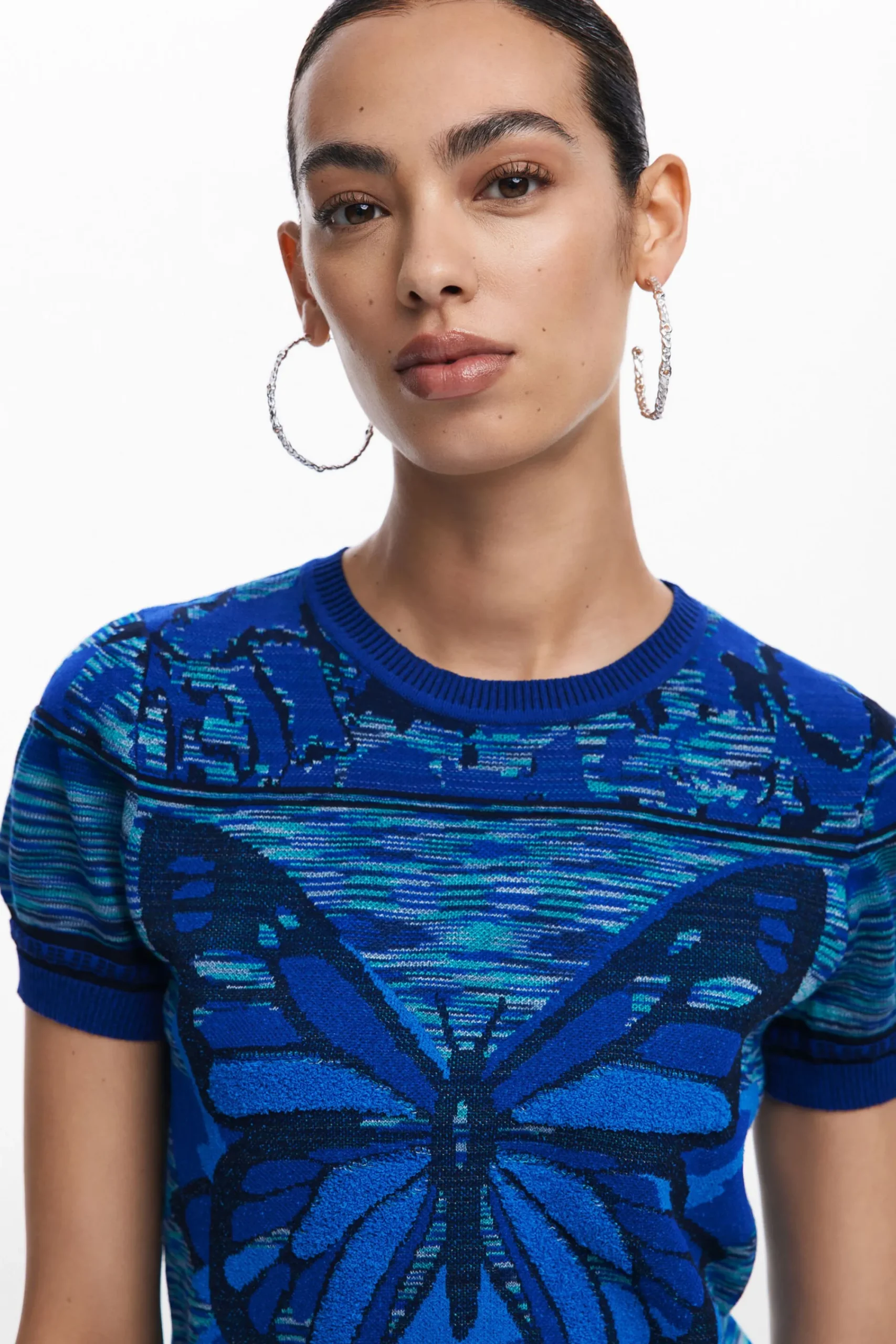 Roupa De Malha|Camisas E Blusas<Desigual Camiseta de ponto com borboletas