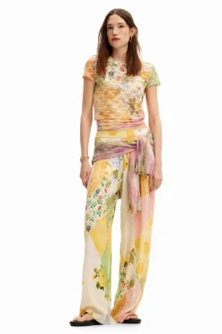 Camisas E Blusas|T-shirts<Desigual Camiseta de renda fores