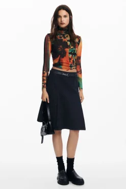 Camisas E Blusas|T-shirts<Desigual Camiseta de tul estampada