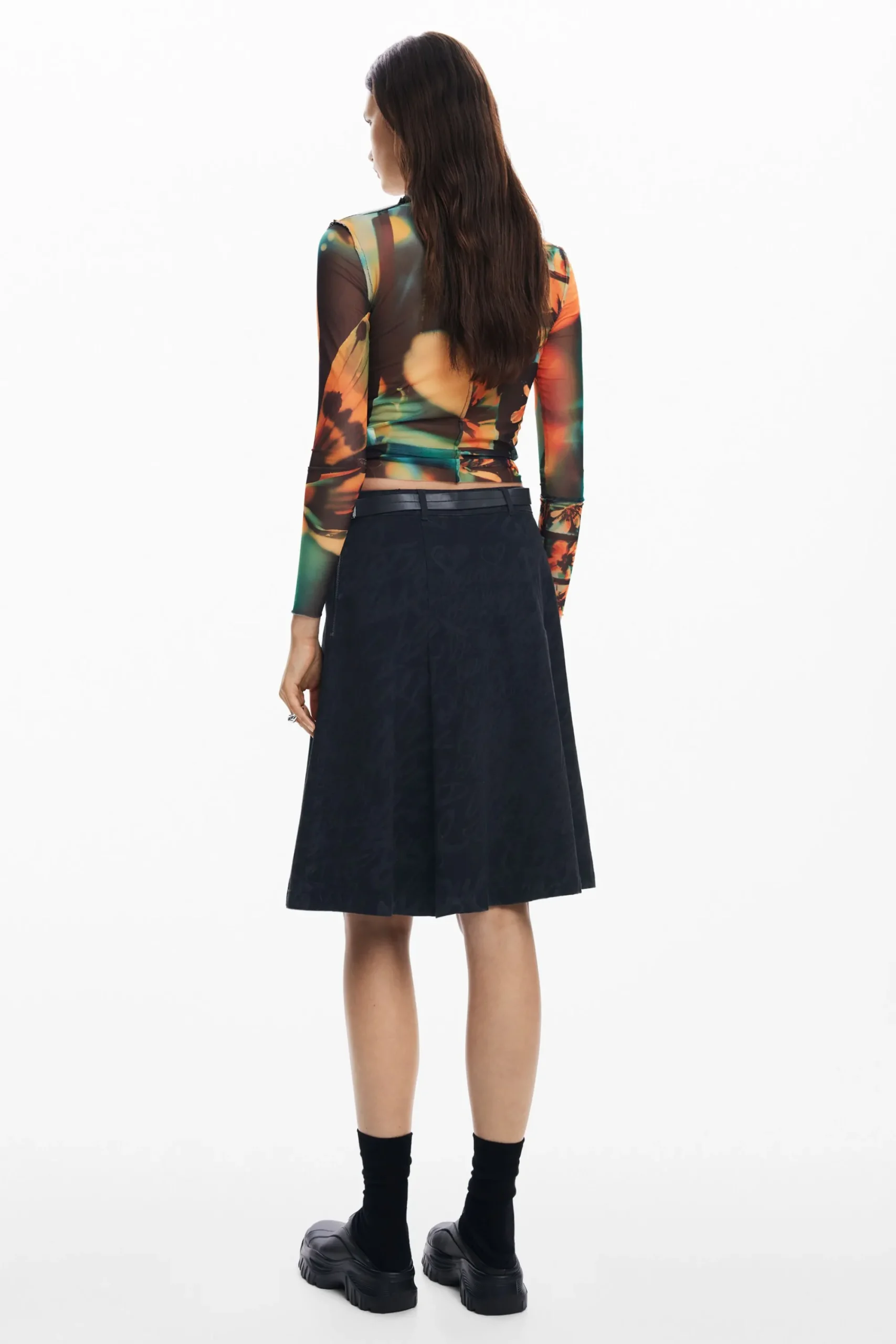 Camisas E Blusas|T-shirts<Desigual Camiseta de tul estampada