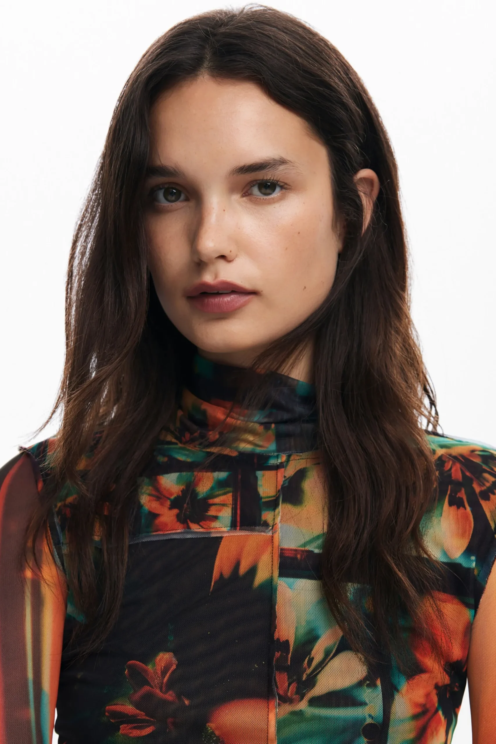 Camisas E Blusas|T-shirts<Desigual Camiseta de tul estampada