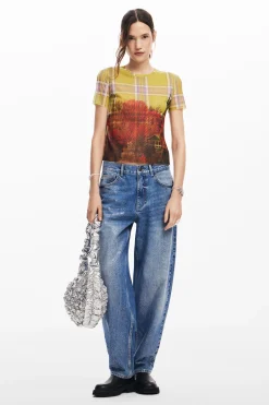 Camisas E Blusas|T-shirts<Desigual Camiseta de tul estampado