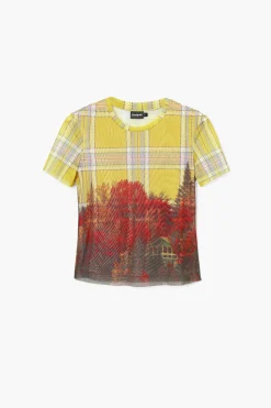 Camisas E Blusas|T-shirts<Desigual Camiseta de tul estampado