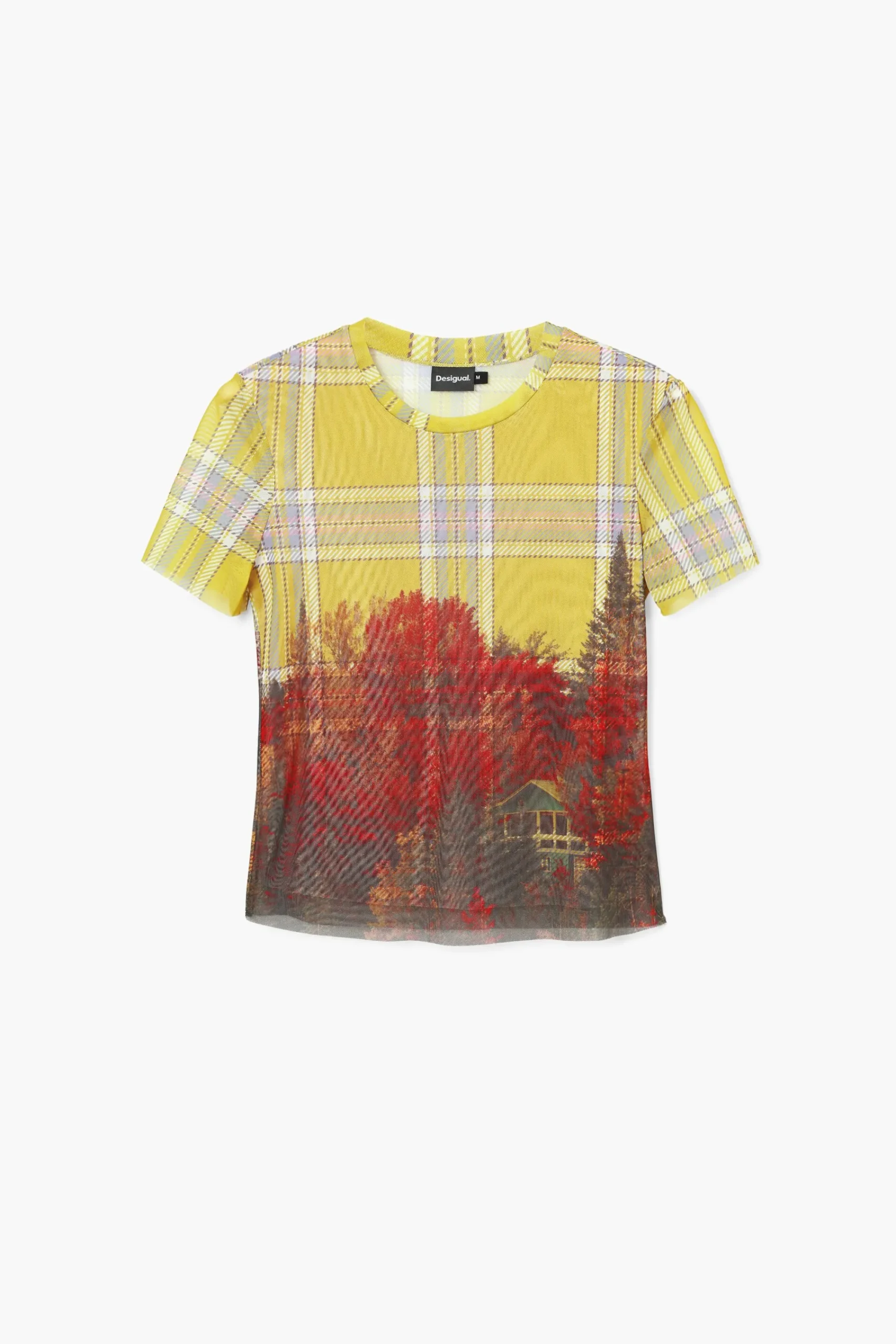 Camisas E Blusas|T-shirts<Desigual Camiseta de tul estampado