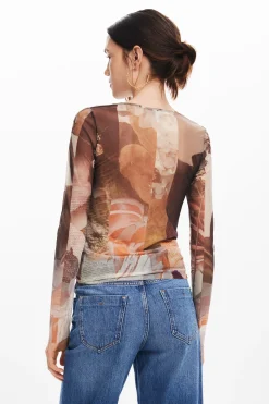Camisas E Blusas|T-shirts<Desigual Camiseta estampada com flores