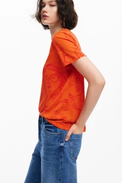 Camisas E Blusas|T-shirts<Desigual Camiseta estampada com rostos