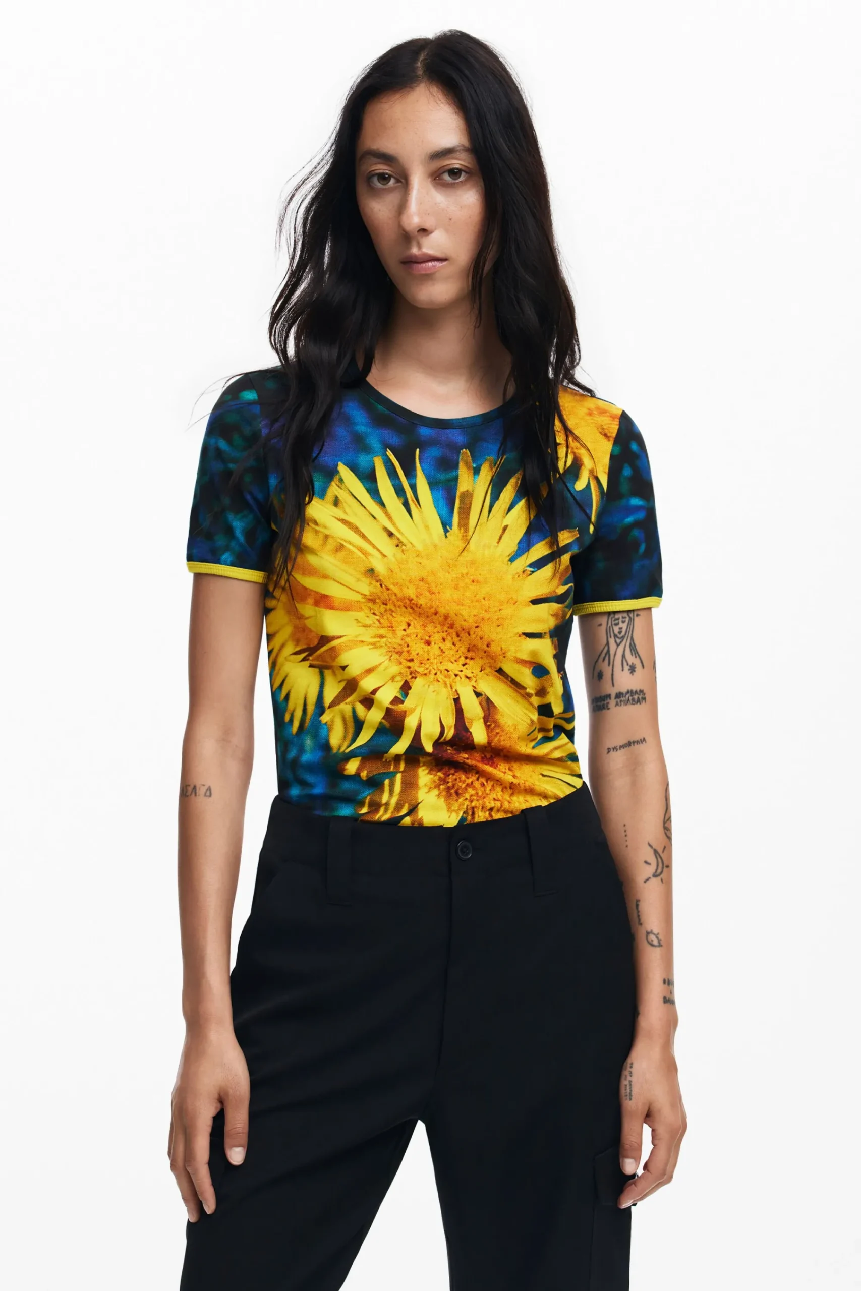 Camisas E Blusas|T-shirts<Desigual Camiseta girassóis