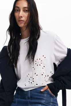 Camisas E Blusas|T-shirts<Desigual Camiseta lisa detalhes