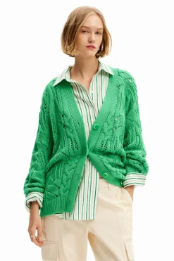 Malha<Desigual Cardigã oversize pormenores abertos