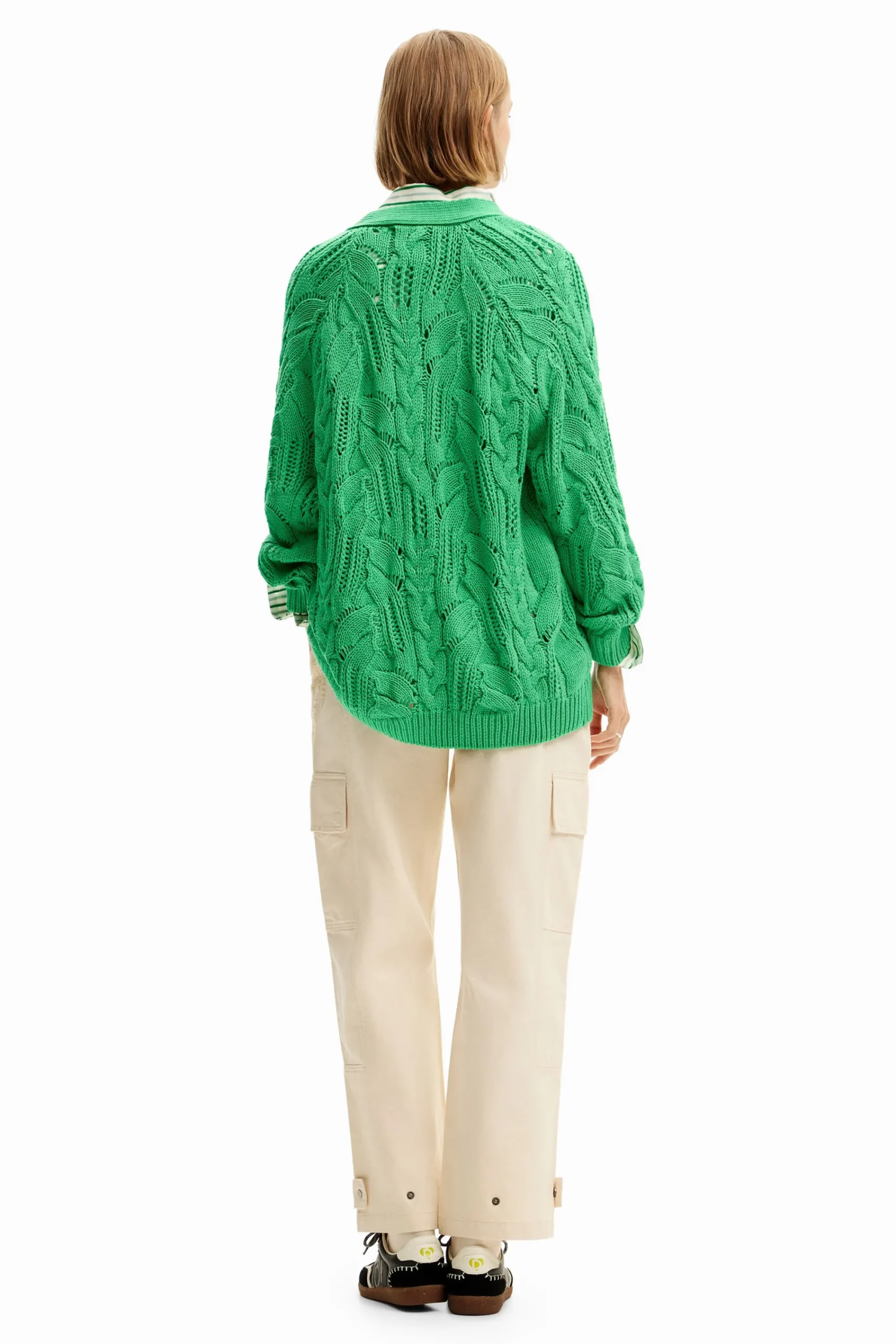 Malha<Desigual Cardigã oversize pormenores abertos