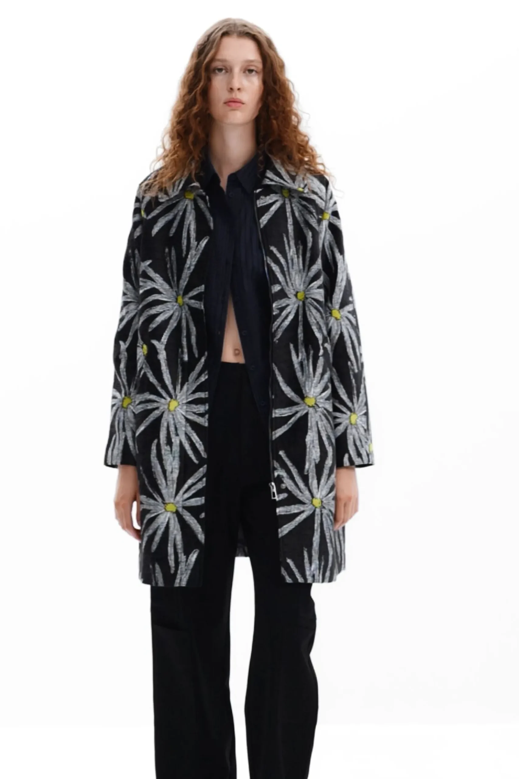 Casacões E Casacos<Desigual Casaco estampado de margaridas