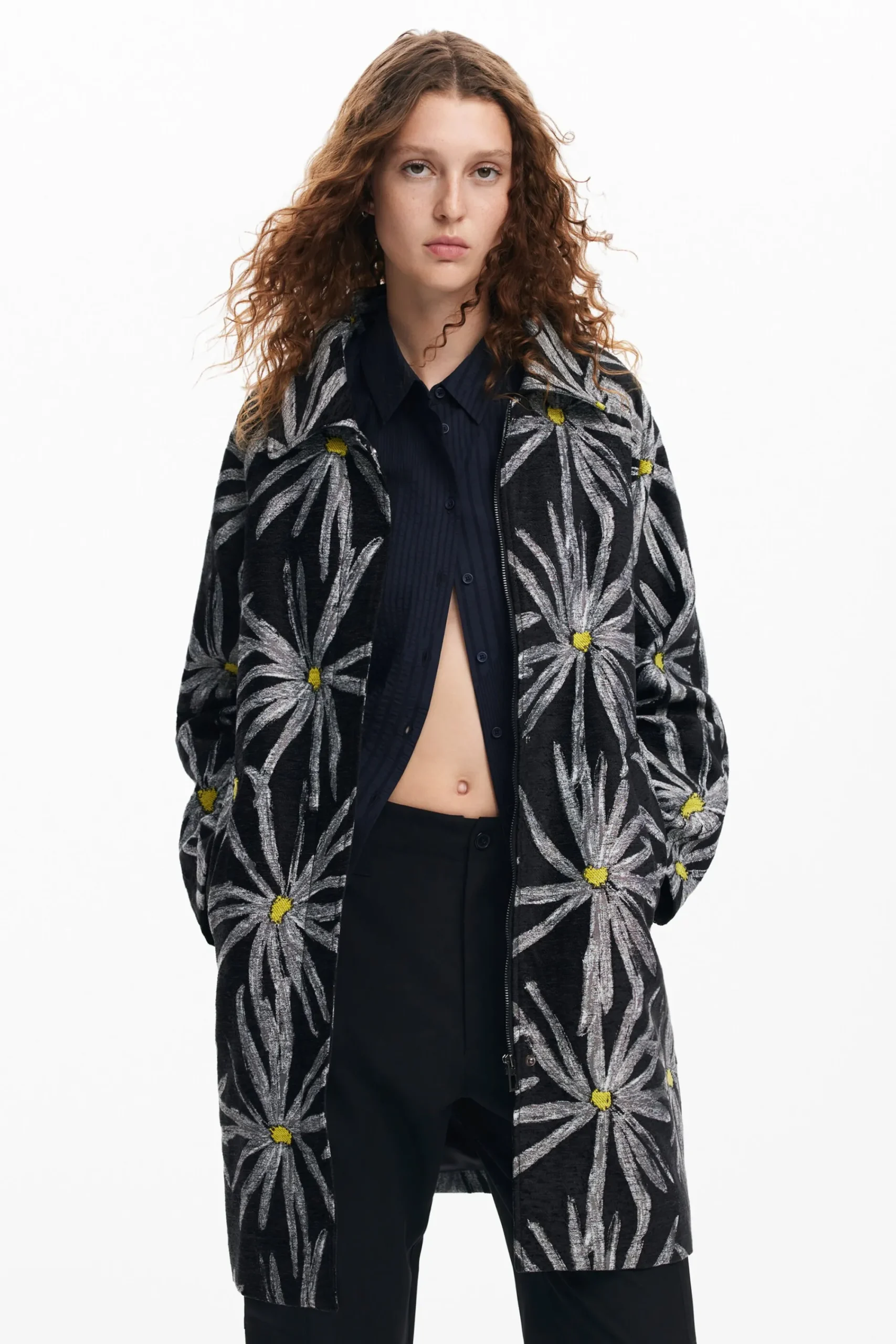 Casacões E Casacos<Desigual Casaco estampado de margaridas