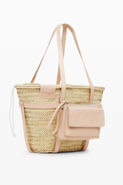 Malas|Malas Shopper<Desigual Cesto de vime L pele