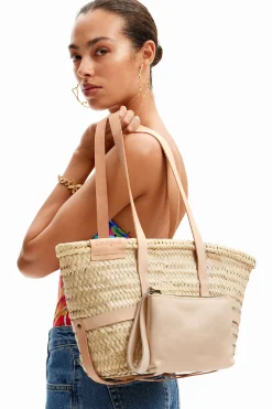 Malas|Malas Shopper<Desigual Cesto de vime S pele