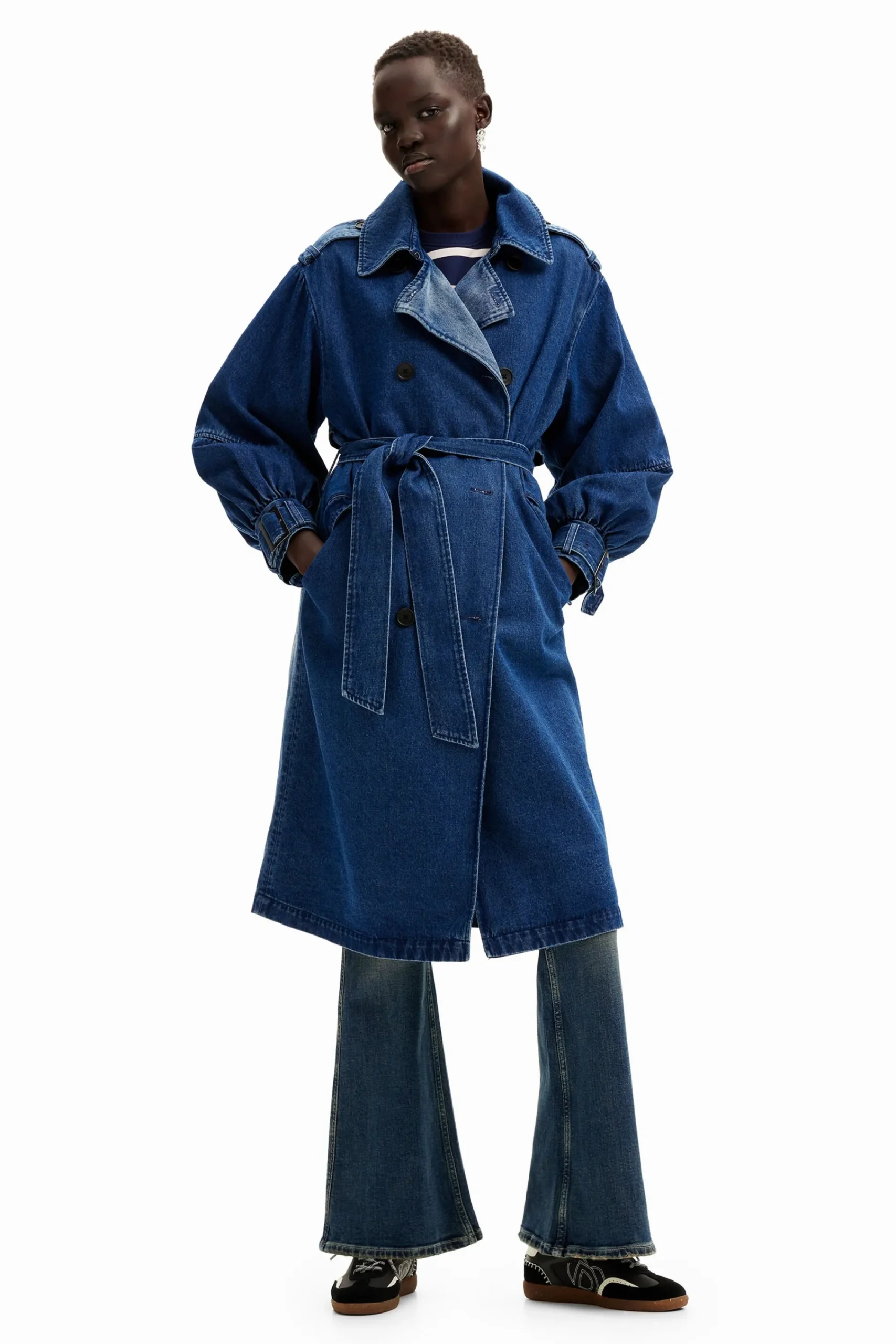 Casacões E Casacos<Desigual Gabardina oversize denim