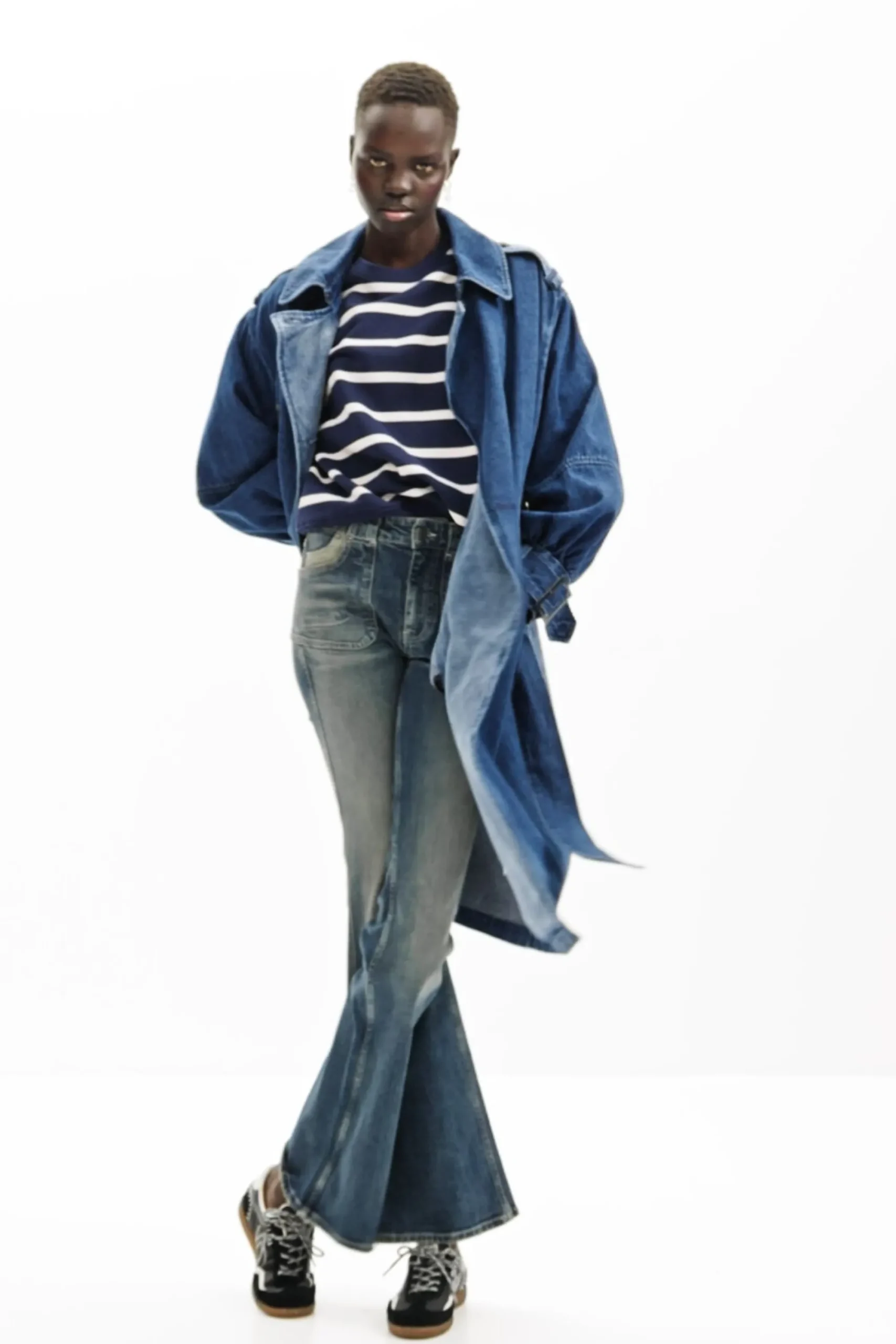 Casacões E Casacos<Desigual Gabardina oversize denim