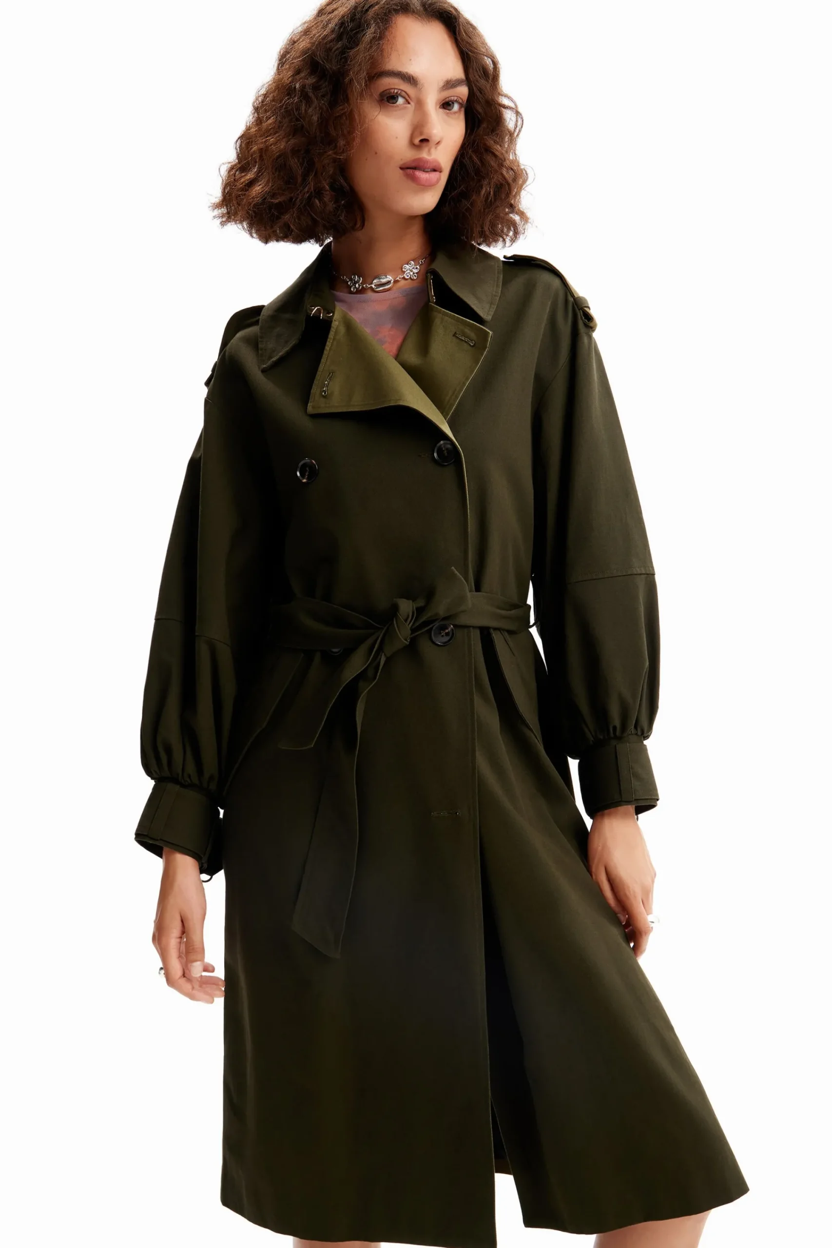 Casacões E Casacos<Desigual Gabardine oversize cinto