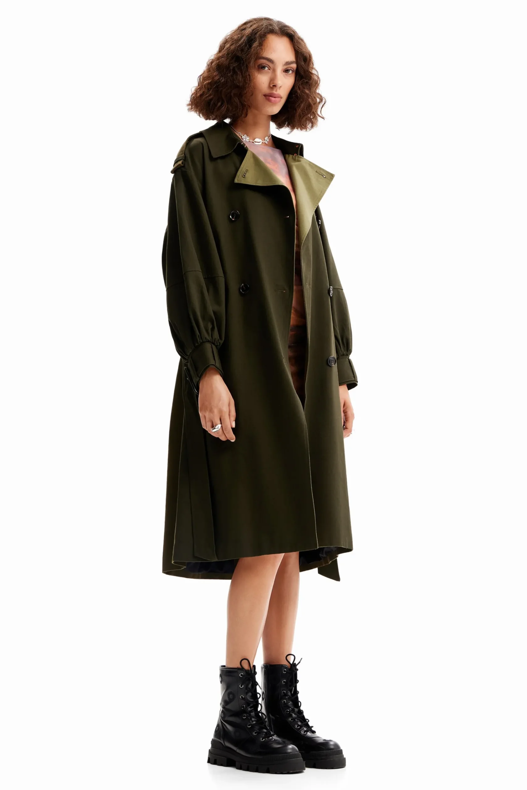 Casacões E Casacos<Desigual Gabardine oversize cinto