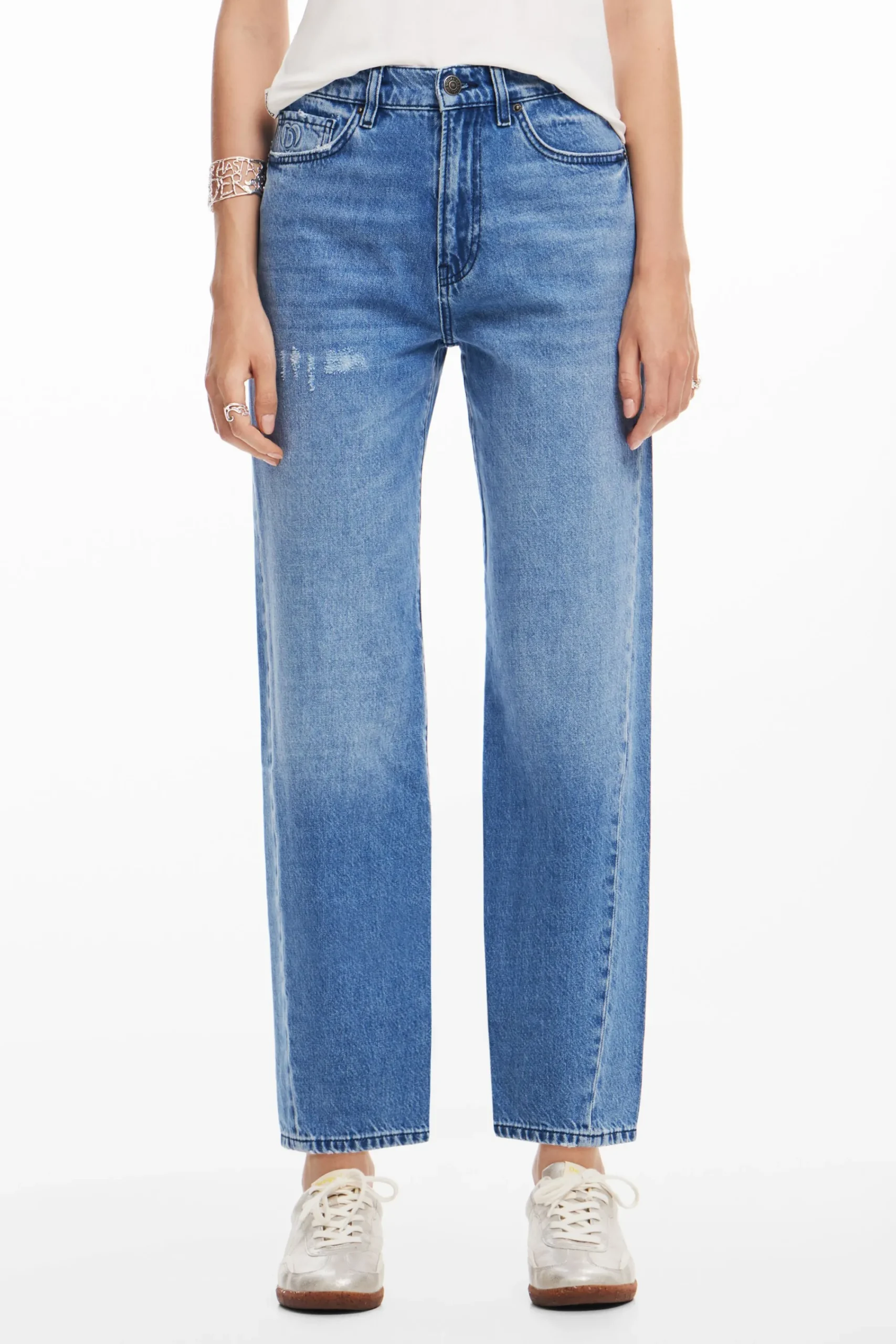 Jeans|Calças<Desigual Ilustração de margarida em jeans