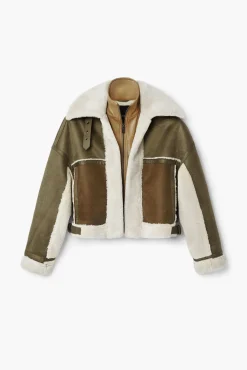 Casacões E Casacos<Desigual Jaqueta biker de pelúcia