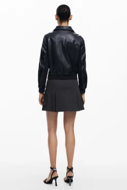 Casacões E Casacos<Desigual Jaqueta biker efeito couro