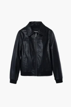 Casacões E Casacos<Desigual Jaqueta biker efeito couro