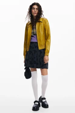 Casacões E Casacos<Desigual Jaqueta biker efeito couro