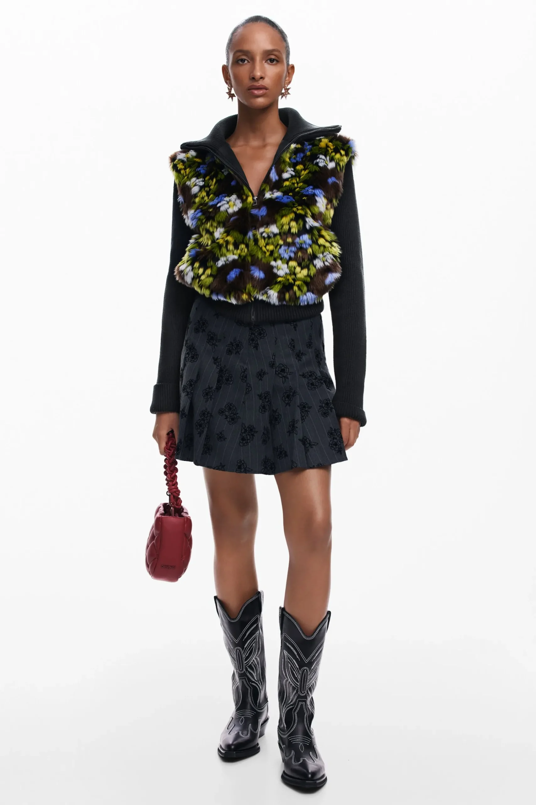 Casacões E Casacos<Desigual Jaqueta combinada com flores
