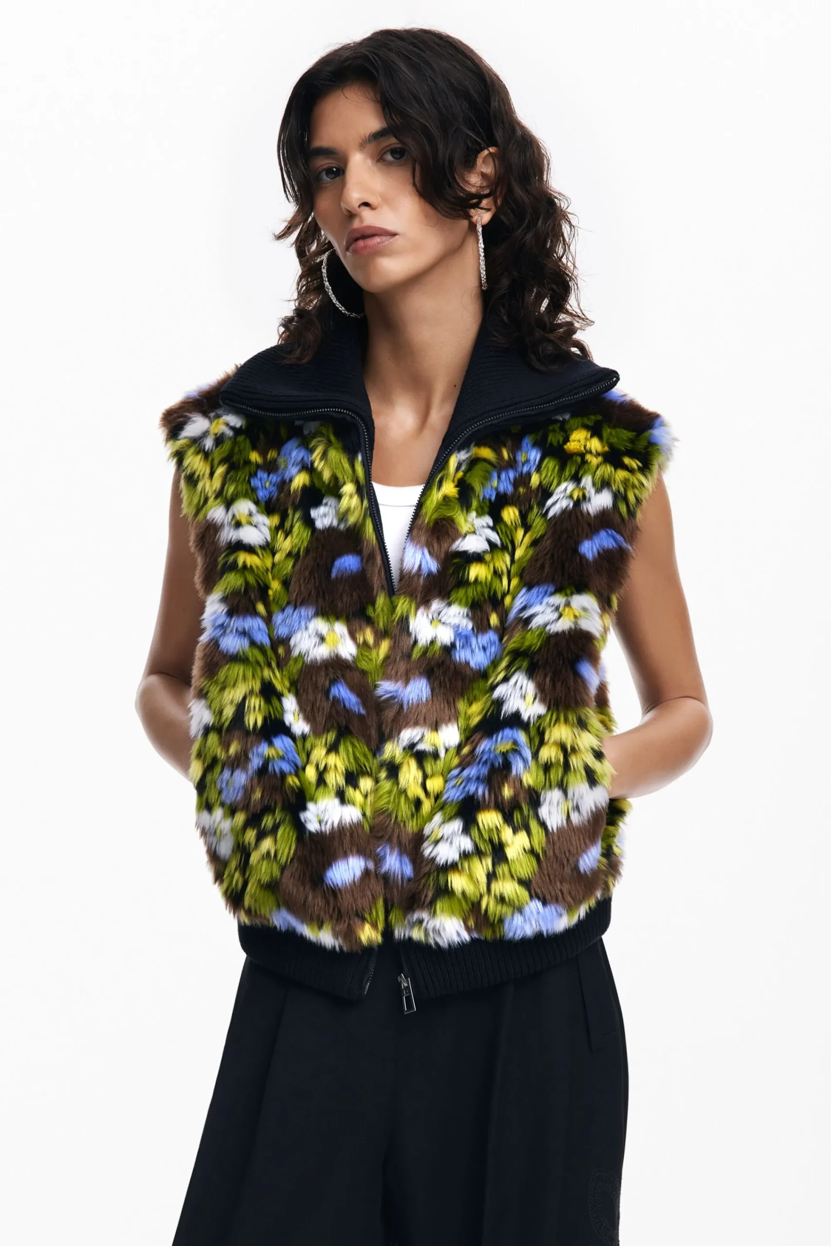 Casacões E Casacos<Desigual Jaqueta combinada com flores
