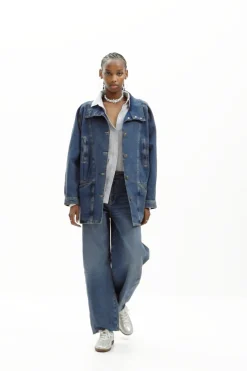 Casacões E Casacos<Desigual Jaqueta jeans com efeito listrado e decote em V.