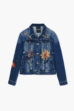 Casacões E Casacos<Desigual Jaqueta jeans trucker com flores