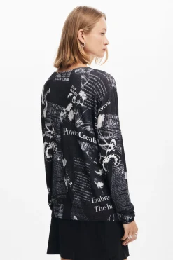 Roupa De Malha|Malha<Desigual Jersey estampado de jornal