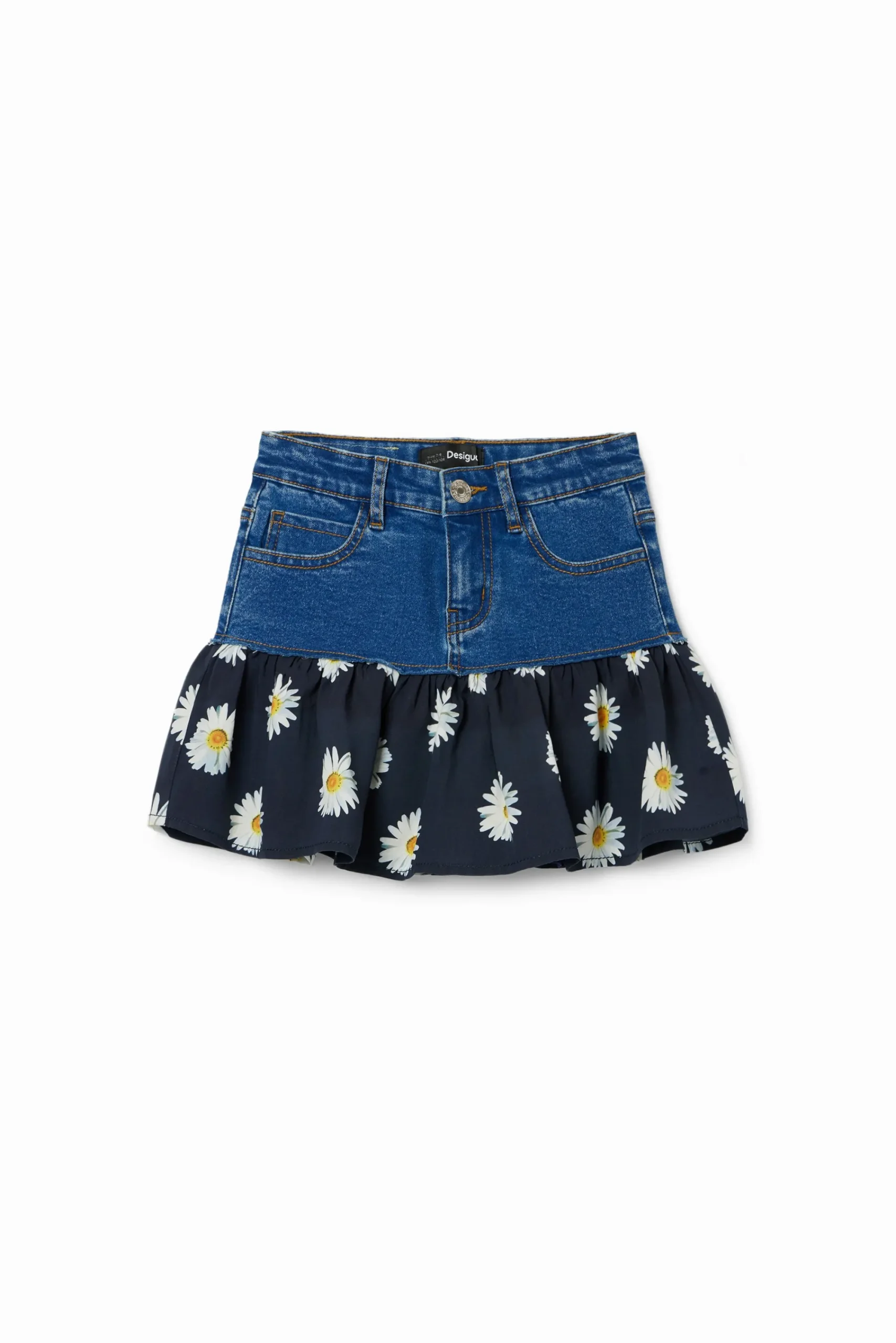 Saias E Calças<Desigual Minissaia de ganga folho margaridas